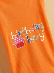 无袖宠物背心，印有蛋糕和生日快乐英文图案，适合春夏穿着，适用于狗狗/猫咪。 - 橘色 - 查看 6