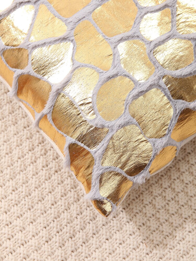 Metallic Gold Cushion Cover Without Filler - Multicolor - View 2
