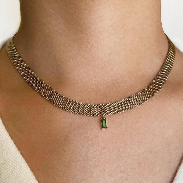 

Geometric Zircon Charm Necklace, Gold