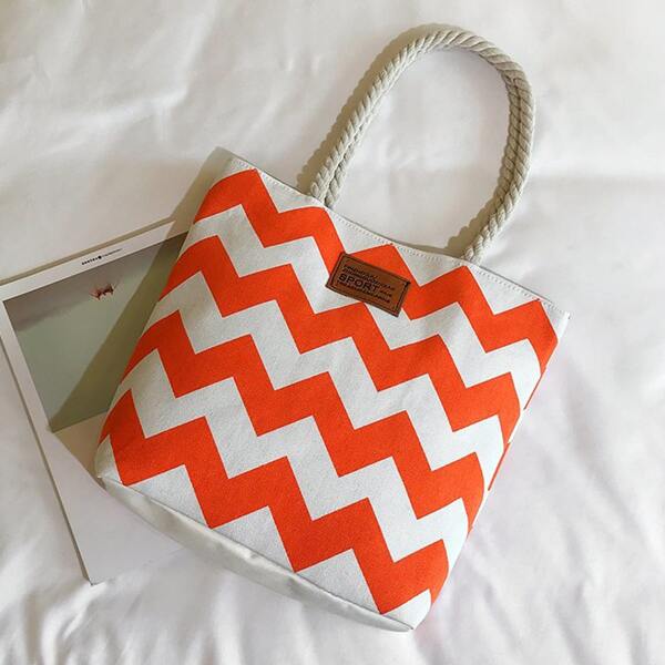 

Girls Chevron Graphic Shoulder Tote Bag, Multicolor