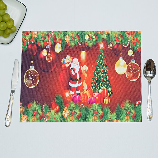 

1pc Christmas Santa Print Placemat, Multicolor