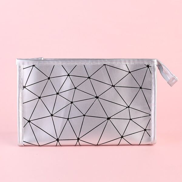 

Geometric Pattern Zipper Makeup Bag, Multicolor