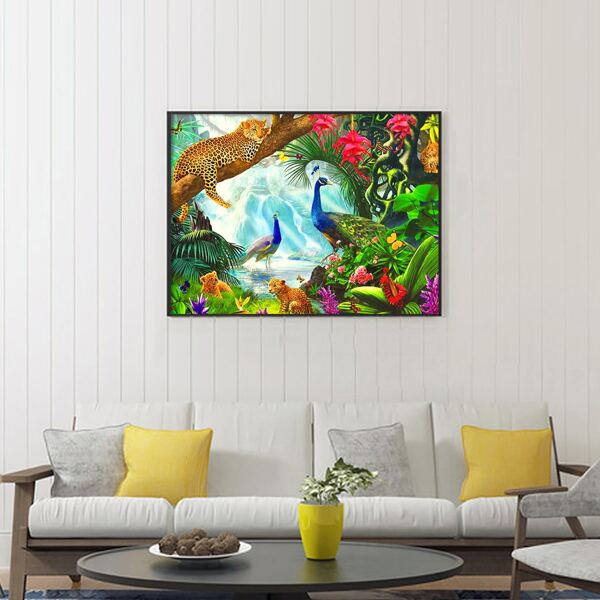 

Peacock Pattern DIY Diamond Painting Without Frame, Multicolor