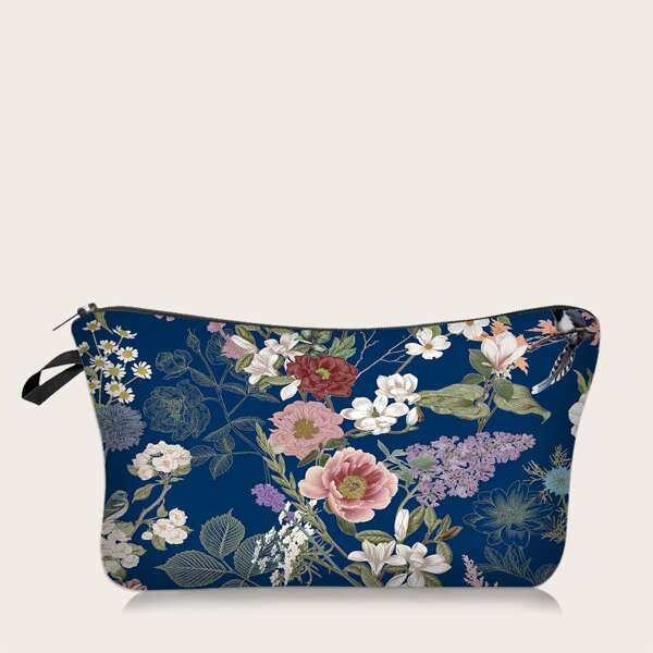 

Floral Zipper Makeup Bag, Blue