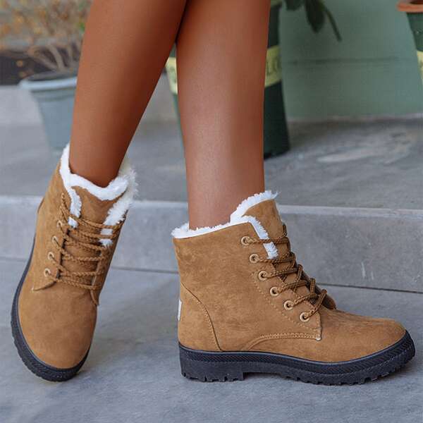 

Minimalist Fuzzy Combat Boots, Khaki