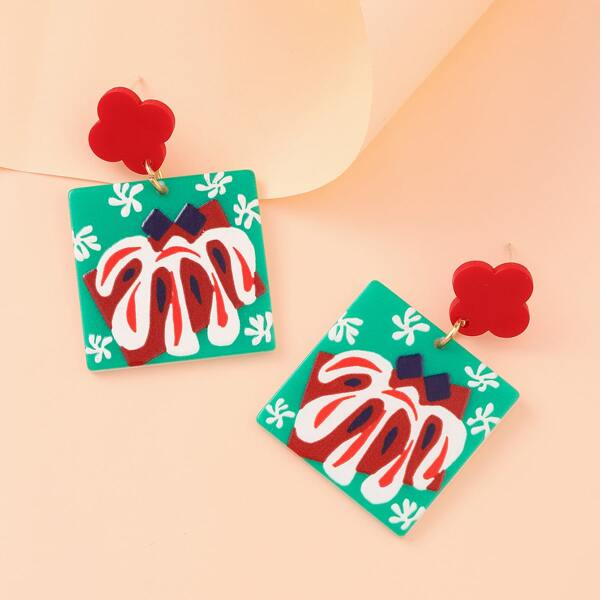 

Graphic Geometric Drop Earrings, Multicolor