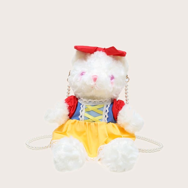 

Girls Cartoon Design Fluffy Crossbody Bag, White