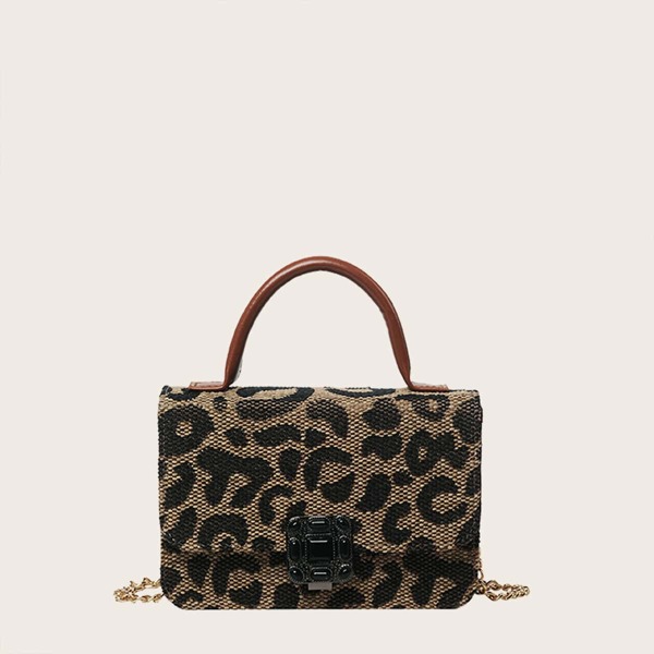 

Leopard Flap Satchel Bag, Multicolor