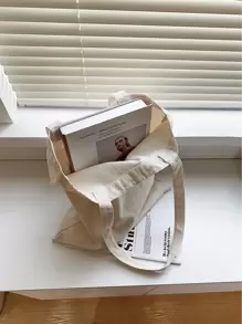 Túi mua sắm họa tiết hoa, Túi đi học, Sức chứa lớn, Cổ điển, Thường ngày, Có thể gấp lại, Di động, Thích hợp cho nữ sinh viên đại học, Hoàn hảo cho việc trở lại trường, Mua sắm, Trung học cơ sở, Trung học phổ thông, Đại học, Công việc, Kinh doanh, Đi làm - Màu be - Xem 2