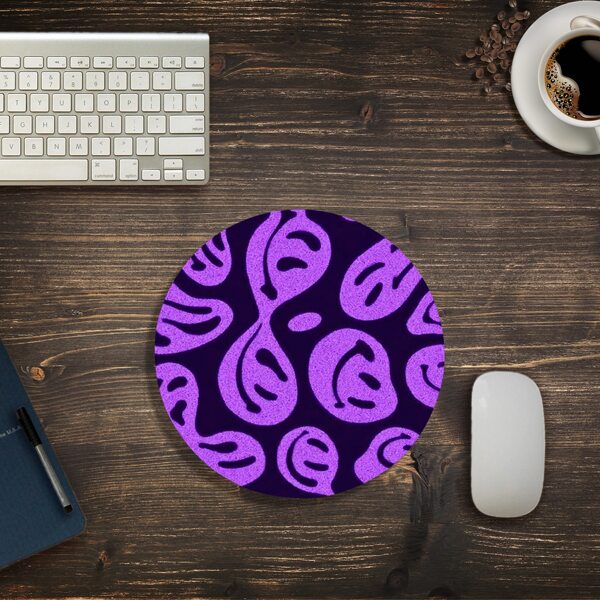 

Cartoon Face Round Mouse Pad, Multicolor