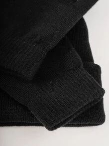 Bộ mũ len và găng tay trơn màu - Quà tặng Valentine - màu đen - Xem 3