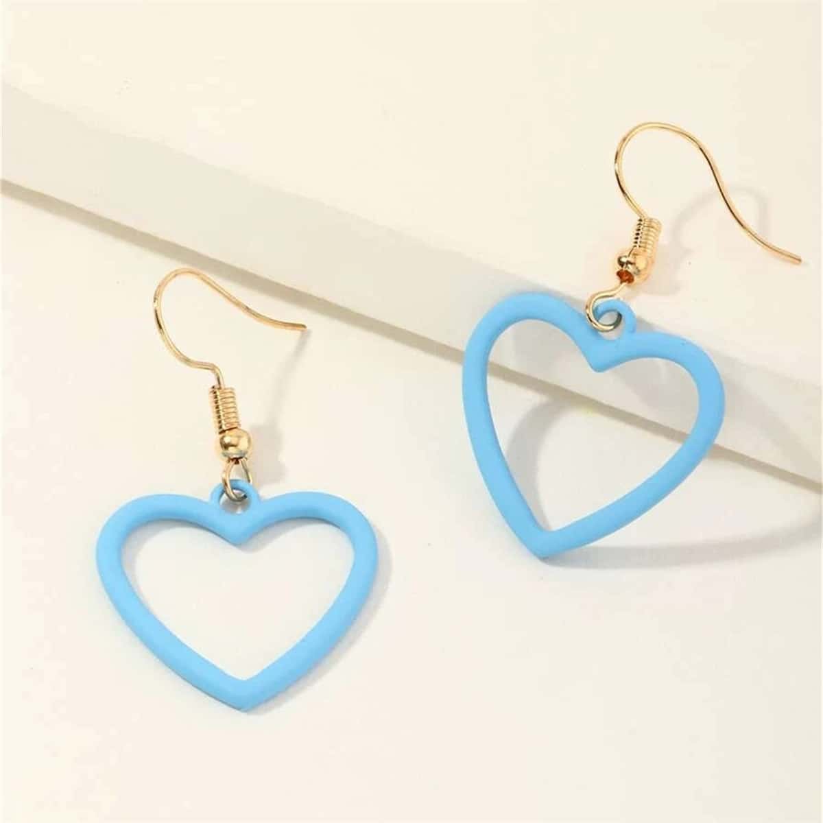 

Heart Drop Earrings, Blue