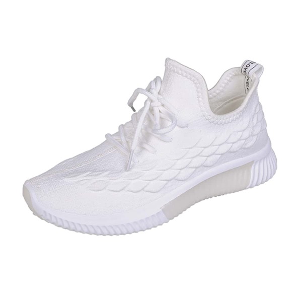 

Fish Scale Lace Up Front Running Shoes, White