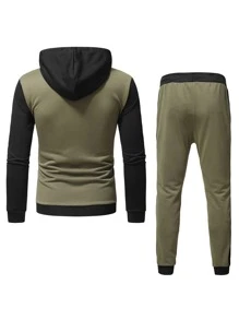 Manfinity Homme 男士雙色拉鏈連帽衫帶衛褲 - 彩色 - 查看 2