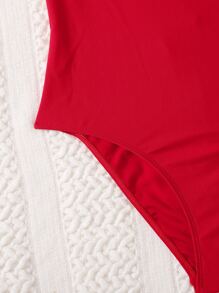 Bañador una pieza Navidad ribete con fruncido - Rojo - Ver 6