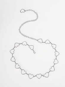 ROMWE Cadena de pantalones con adorno de corazón - Plateado - Ver 2