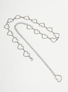 ROMWE Cadena de pantalones con adorno de corazón - Plateado - Ver 3