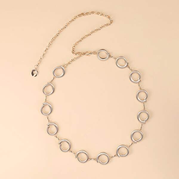 

Geometric Decor Chain Belt, Gold
