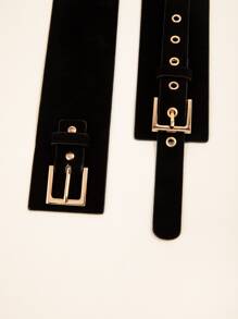 Square Buckle Corset Belt - Black - View 4