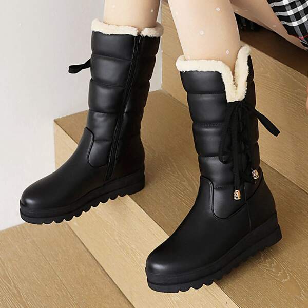 

Tie Side Snow Boots, Black