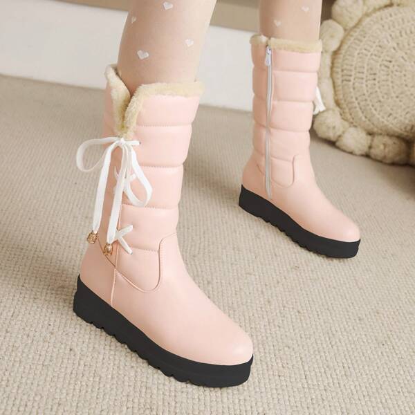 

Tie Side Snow Boots, Pink