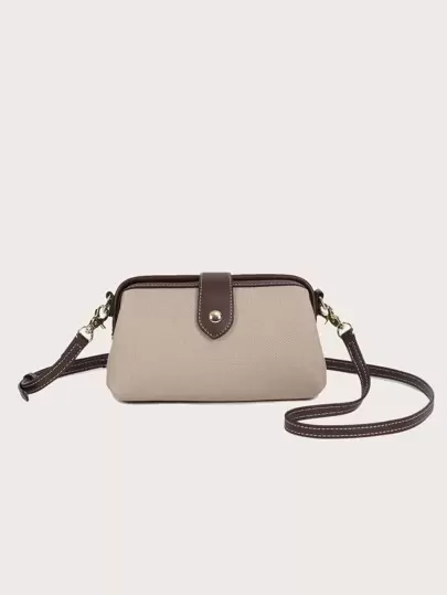 2025 New Fashion Women Handbag, High-End Vintage Blue Patchwork Zipper Crossbody Bag, Casual Clip Shoulder Bag