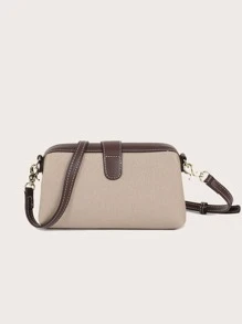 2025 New Fashion Women Handbag, High-End Vintage Blue Patchwork Zipper Crossbody Bag, Casual Clip Shoulder Bag