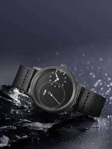 TOMI 男士极简黑色腕表，双表盘设计，商务休闲皮革表带，双时区显示，单秒针，适合日常生活、通勤、节日礼物、圣诞节、万圣节等场合。 - 黑色 - 查看 2