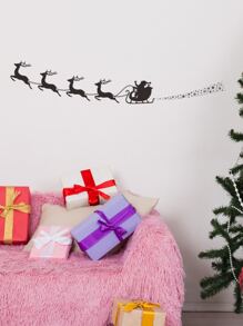 聖誕麋鹿印花牆貼 - 黑色 - 查看 1