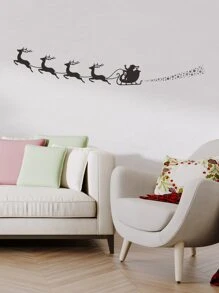 聖誕麋鹿印花牆貼 - 黑色 - 查看 4