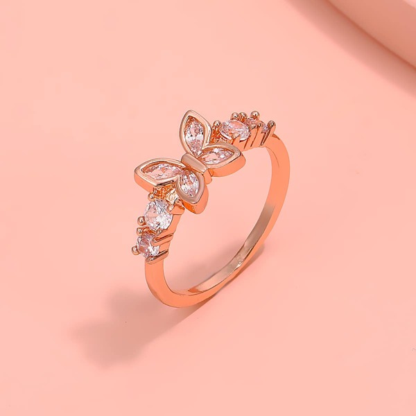 

Zircon Butterfly Decor Ring, Rose gold