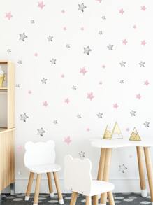 Star Print Wall Sticker, Cartoon Self Adhesive Wall Art Decal For Kids Bedroom, Stickers, Wall Decal, Vinyl Decal For Home Decorations, Spring Decoration Items Refresh Your Home, Rama Decoration Stickers Gifts Birthday Graduation - Multicolor - View 1