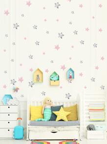 Star Print Wall Sticker, Cartoon Self Adhesive Wall Art Decal For Kids Bedroom, Stickers, Wall Decal, Vinyl Decal For Home Decorations, Spring Decoration Items Refresh Your Home, Rama Decoration Stickers Gifts Birthday Graduation - Multicolor - View 2