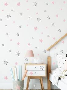 Star Print Wall Sticker, Cartoon Self Adhesive Wall Art Decal For Kids Bedroom, Stickers, Wall Decal, Vinyl Decal For Home Decorations, Spring Decoration Items Refresh Your Home, Rama Decoration Stickers Gifts Birthday Graduation - Multicolor - View 5