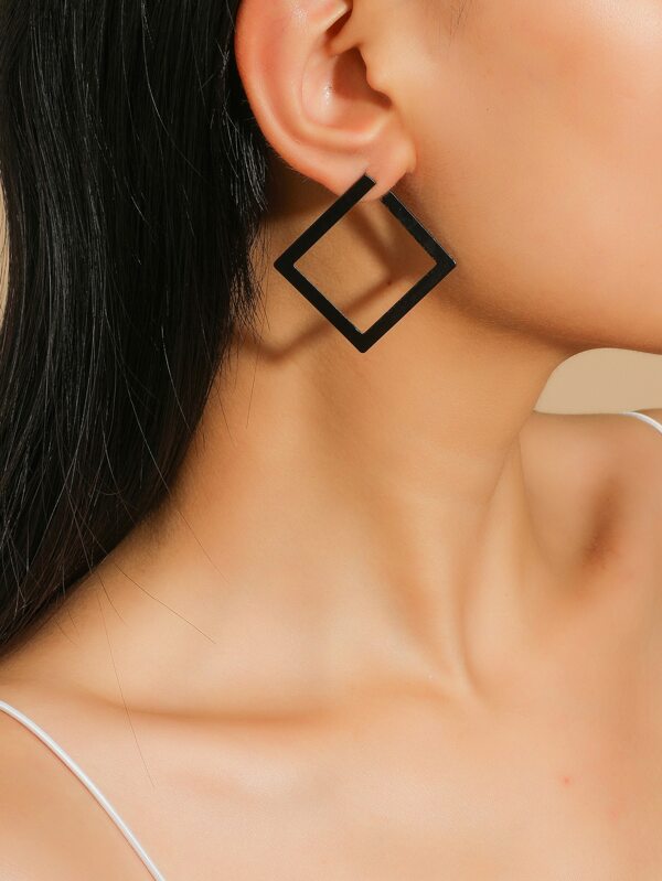 Fashionable Minimalist Geometric Square Earrings, Suitable For Women's Daily Wear
