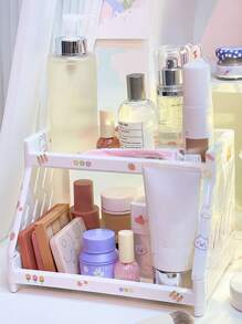 1 pièce Étagère de rangement aléatoire double multicouche avec Autocollant - Blanc - Voir 6