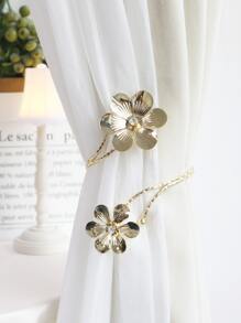 1pc Flower Curtain Tieback - Gold - View 1