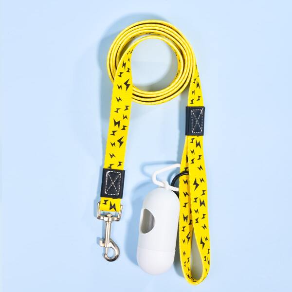 

1pc Pet Leash & 1pc Poopbag Dispenser, Yellow