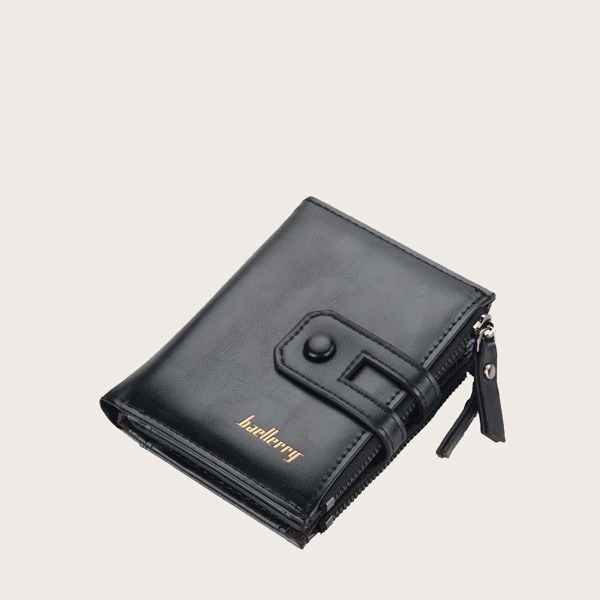 

Men Letter Graphic Small Wallet, Black