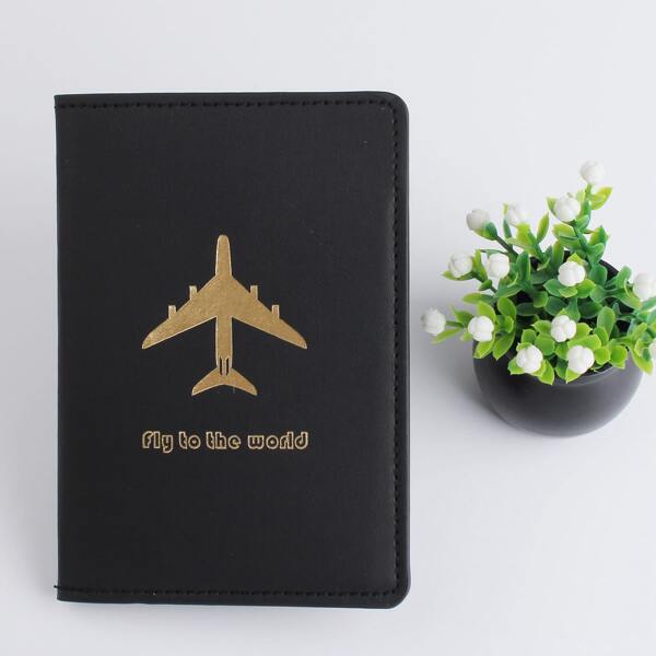 

Letter Graphic Passport Case, Black