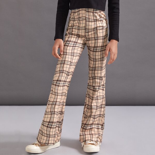 

Girls Tartan Flare Leg Pants, Multicolor