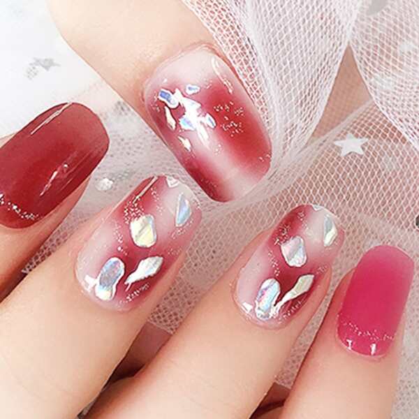 

1sheet Color Block Nail Art Sticker & 1pc Nail File, Multicolor