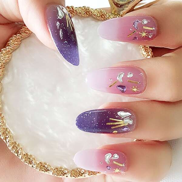 

1sheet Rhinestone Decor Nail Art Sticker & 1pc Nail File, Multicolor