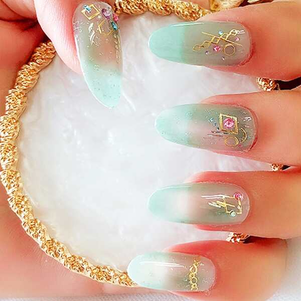 

1sheet Rhinestone Decor Nail Art Sticker & 1pc Nail File, Cadet blue