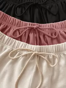 Snug Zone 3sets Single Breasted Cami Top & Tie Front Shorts Lounge Set - Multicolor - View 4