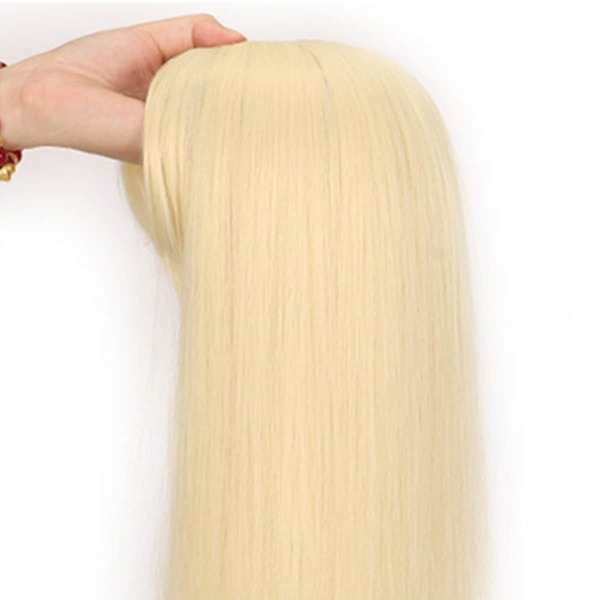 

Lace Front Natural Long Straight Synthetic Hair Topper With Bangs, Beige