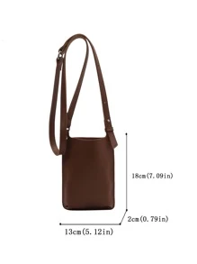 極簡風格圓形扣環方包 - 咖啡棕 - 查看 3