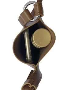 極簡風格圓形扣環方包 - 咖啡棕 - 查看 4