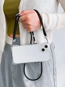 Transparent Shockproof Case With Corner Bumpers + Black Adjustable Crossbody Strap Suitable For IPhone 16 Pro Max/16 Plus/16 Pro/16/15/14/13/12/11/16E/IPhone 17/17 Pro/17 Air/17 Pro Max