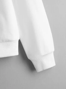 SHEIN Girls Flower & Letter Graphic Sweatshirt - White - View 4